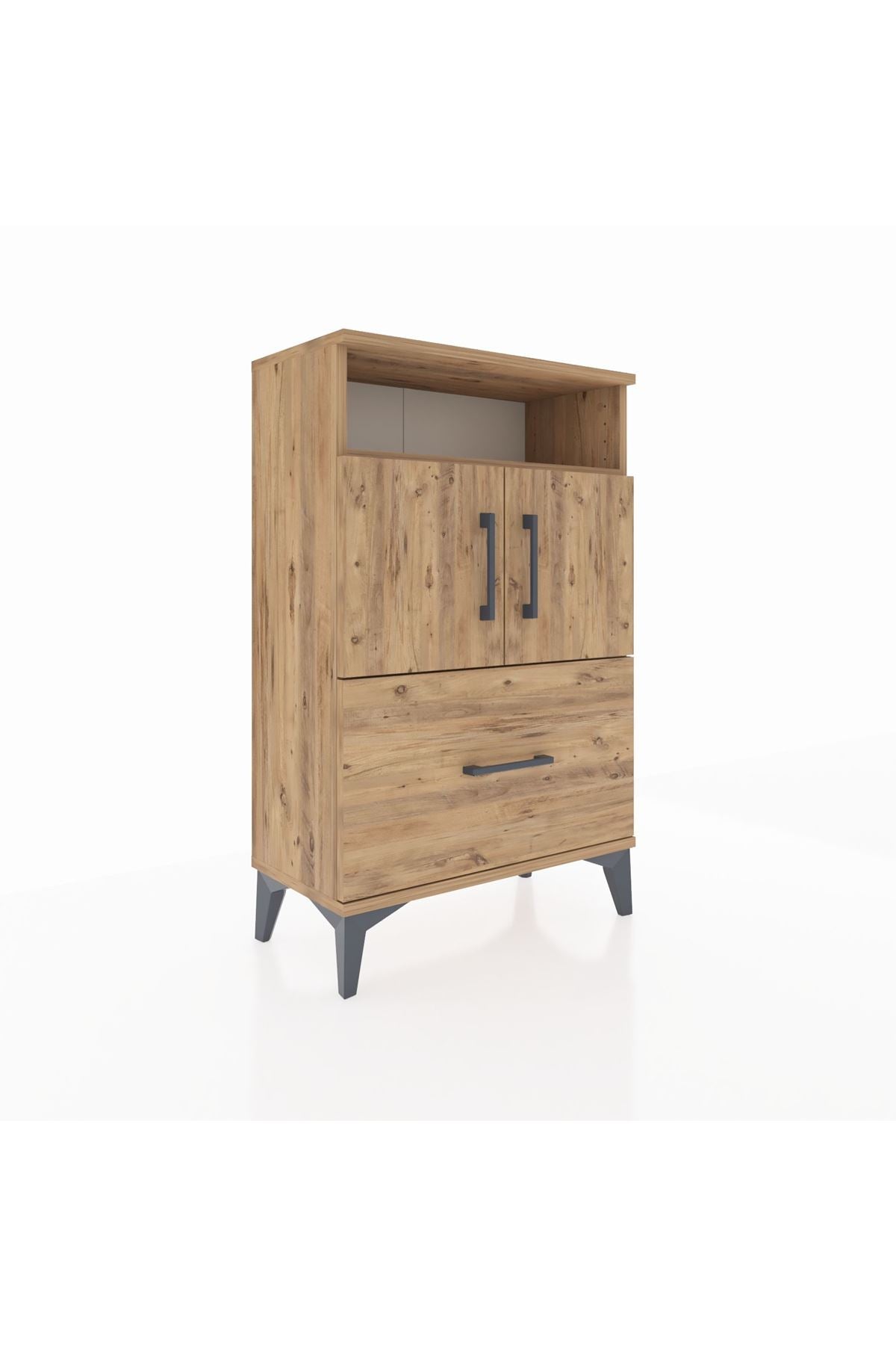 Arges Komodin 2 Raflı Tek Çekmeceli 2 Kapaklı 60x30x96 - S14M031V9A