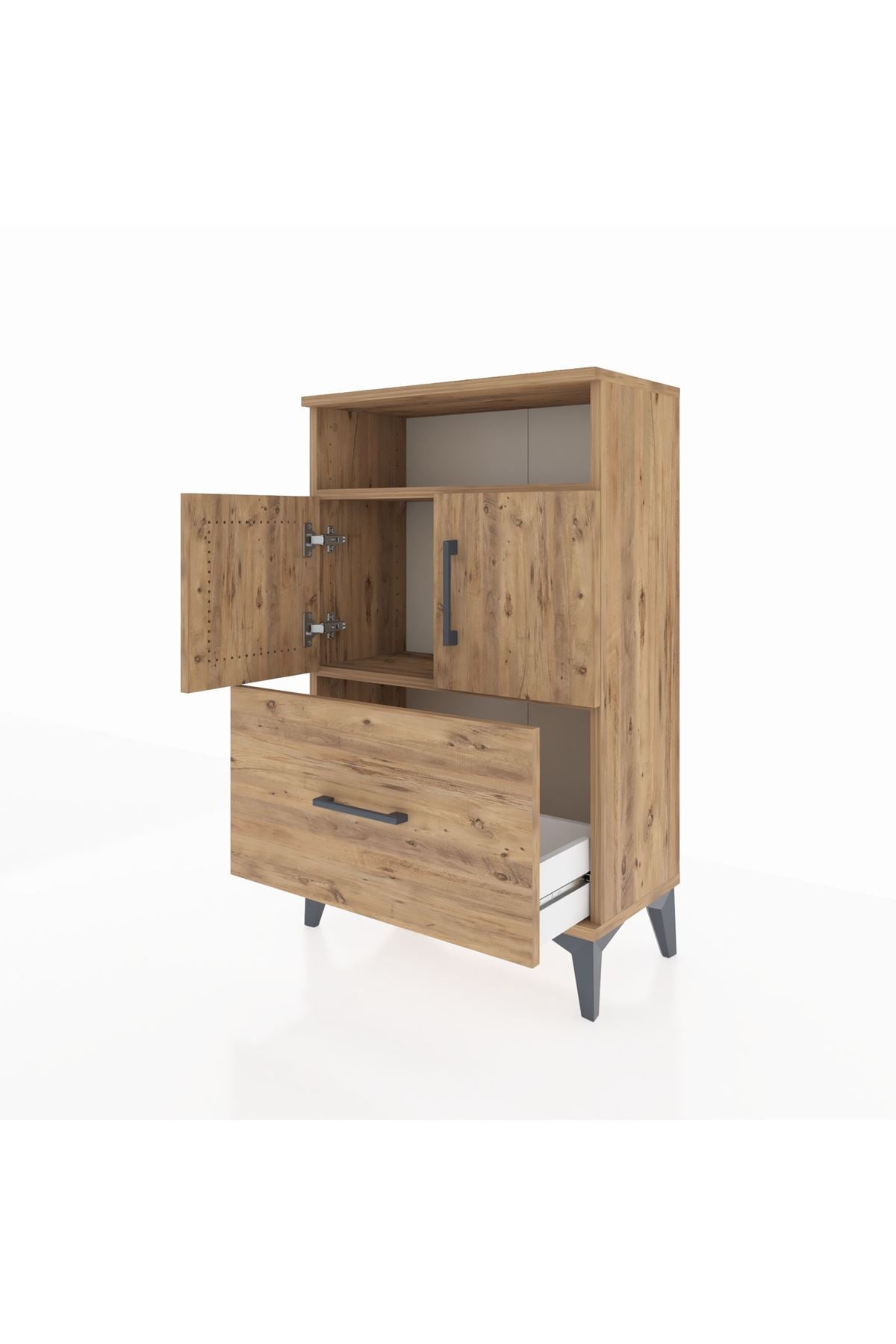 Arges Komodin 2 Raflı Tek Çekmeceli 2 Kapaklı 60x30x96 - S14M031V9A