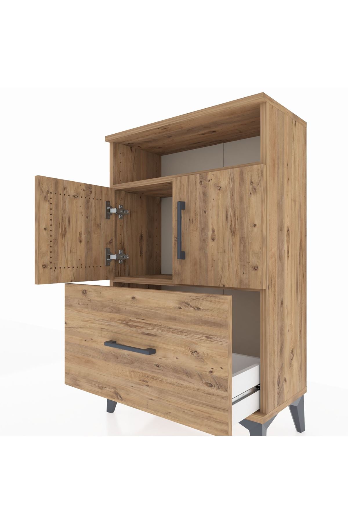 Arges Komodin 2 Raflı Tek Çekmeceli 2 Kapaklı 60x30x96 - S14M031V9A