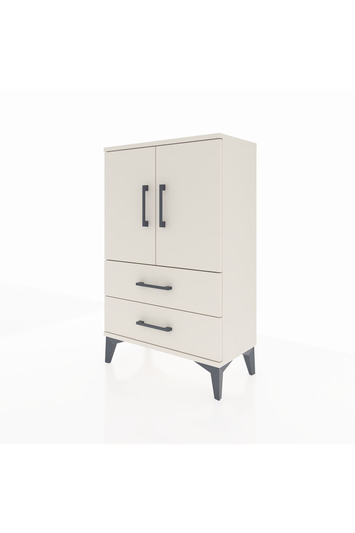Arges Komodin 2 Raflı 2 Çekmeceli 2 Kapaklı 60x30x96 - S14M032V1A