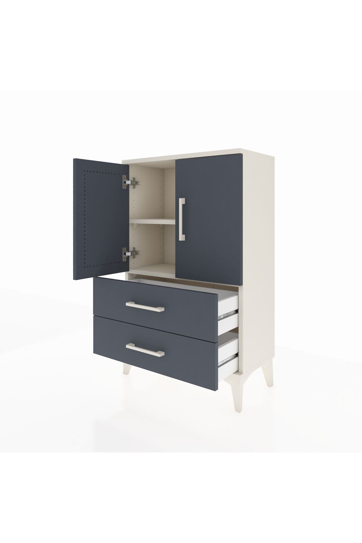 Arges Komodin 2 Raflı 2 Çekmeceli 2 Kapaklı 60x30x96 - S14M032V2A