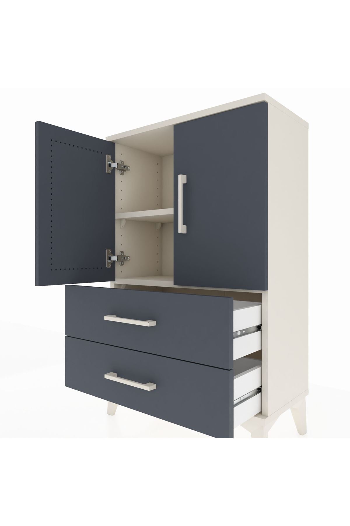 Arges Komodin 2 Raflı 2 Çekmeceli 2 Kapaklı 60x30x96 - S14M032V2A