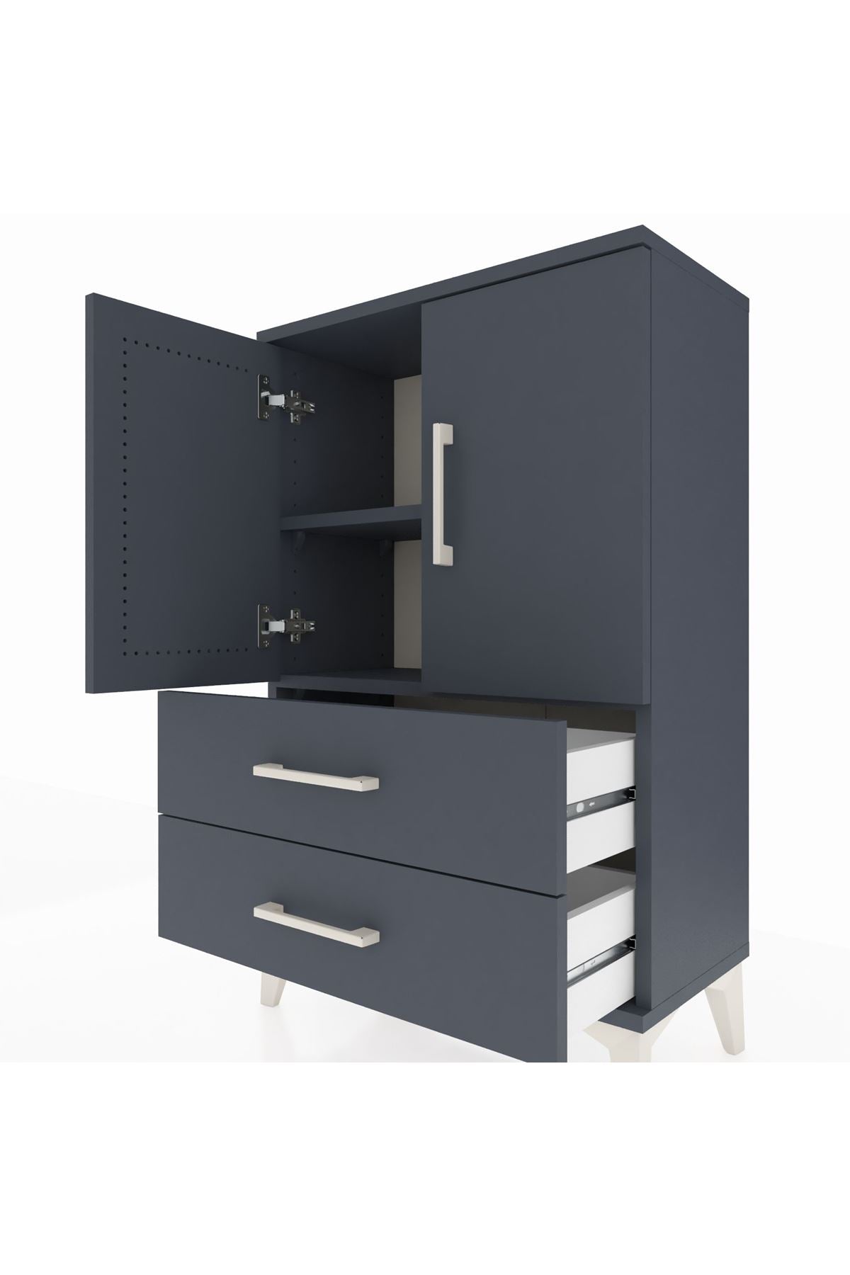 Arges Komodin 2 Raflı 2 Çekmeceli 2 Kapaklı 60x30x96 - S14M032V5A