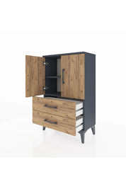 Arges Komodin 2 Raflı 2 Çekmeceli 2 Kapaklı 60x30x96 - S14M032V6A