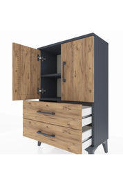 Arges Komodin 2 Raflı 2 Çekmeceli 2 Kapaklı 60x30x96 - S14M032V6A