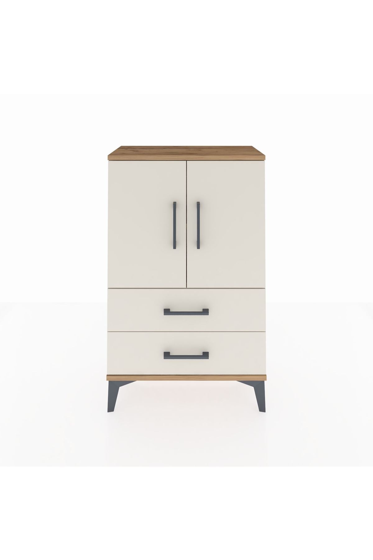Arges Komodin 2 Raflı 2 Çekmeceli 2 Kapaklı 60x30x96 - S14M032V7A