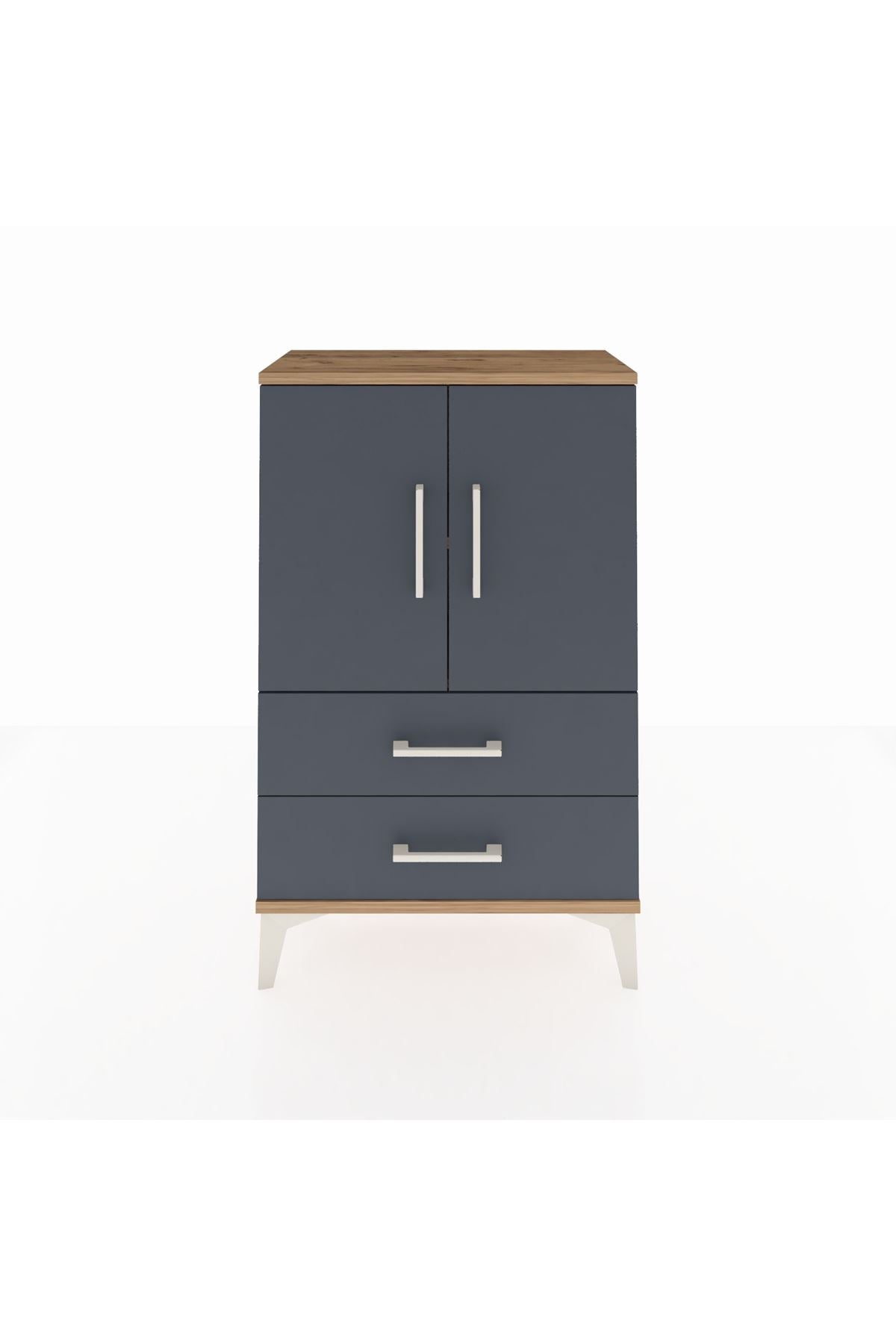 Arges Komodin 2 Raflı 2 Çekmeceli 2 Kapaklı 60x30x96 - S14M032V8A