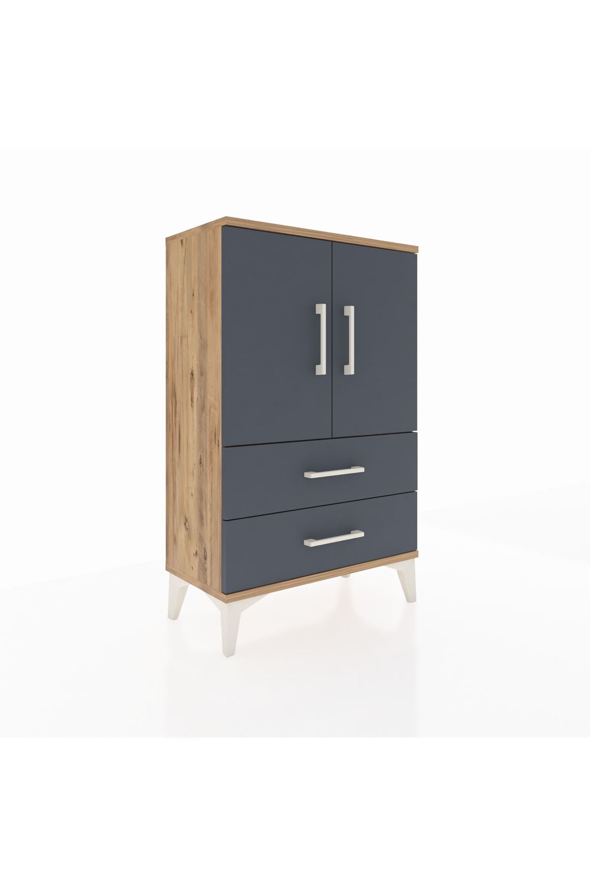 Arges Komodin 2 Raflı 2 Çekmeceli 2 Kapaklı 60x30x96 - S14M032V8A
