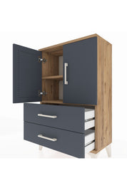Arges Komodin 2 Raflı 2 Çekmeceli 2 Kapaklı 60x30x96 - S14M032V8A