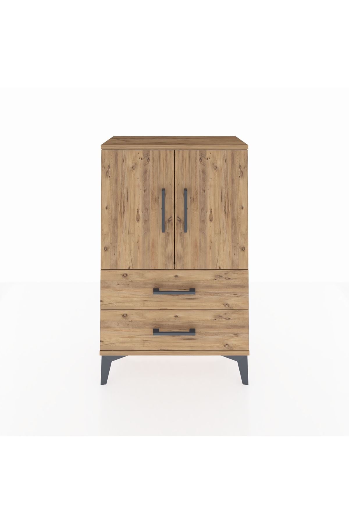 Arges Komodin 2 Raflı 2 Çekmeceli 2 Kapaklı 60x30x96 - S14M032V9A