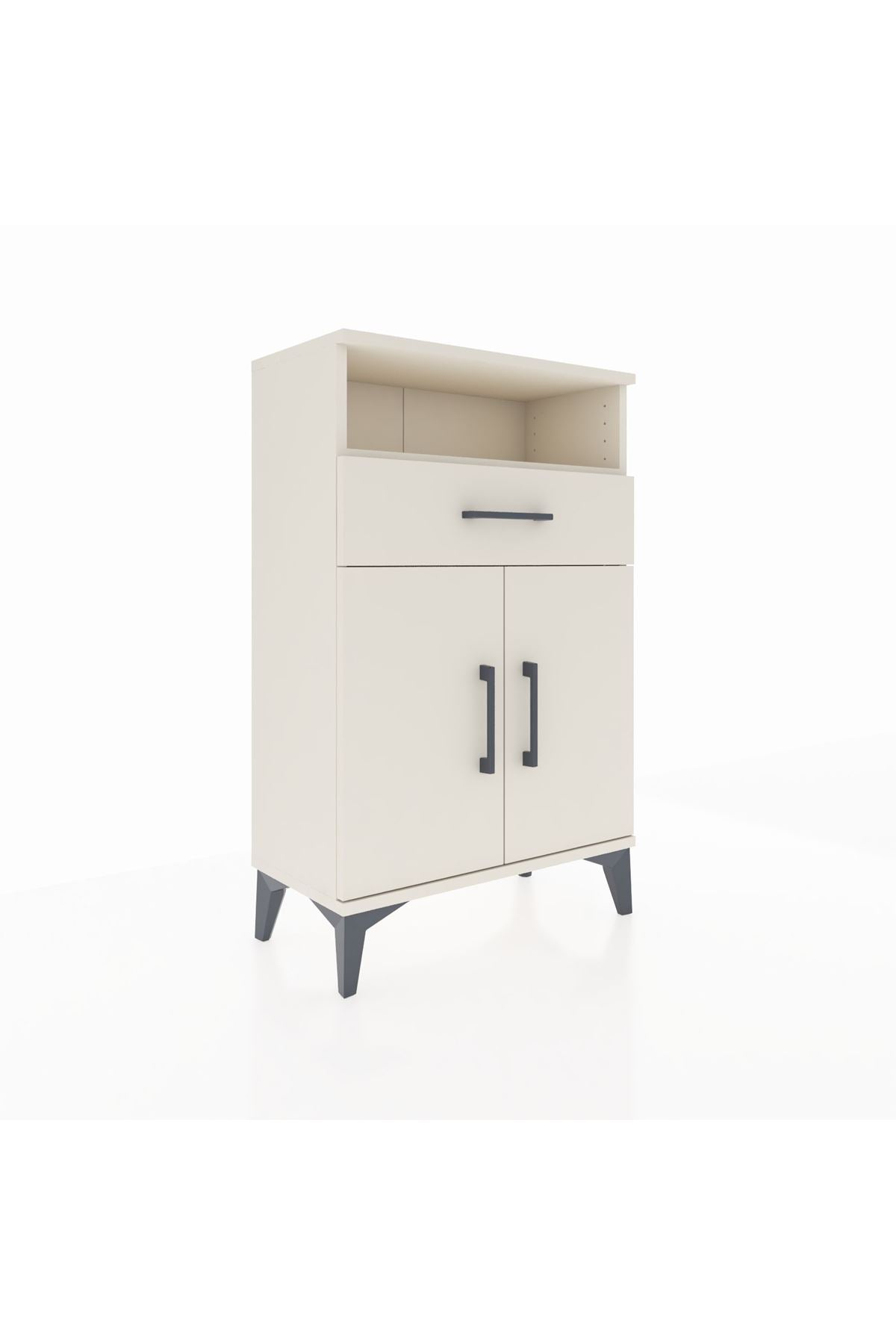 Arges Komodin 2 Raflı Tek Çekmeceli 2 Kapaklı 60x30x96 - S14M035V1A