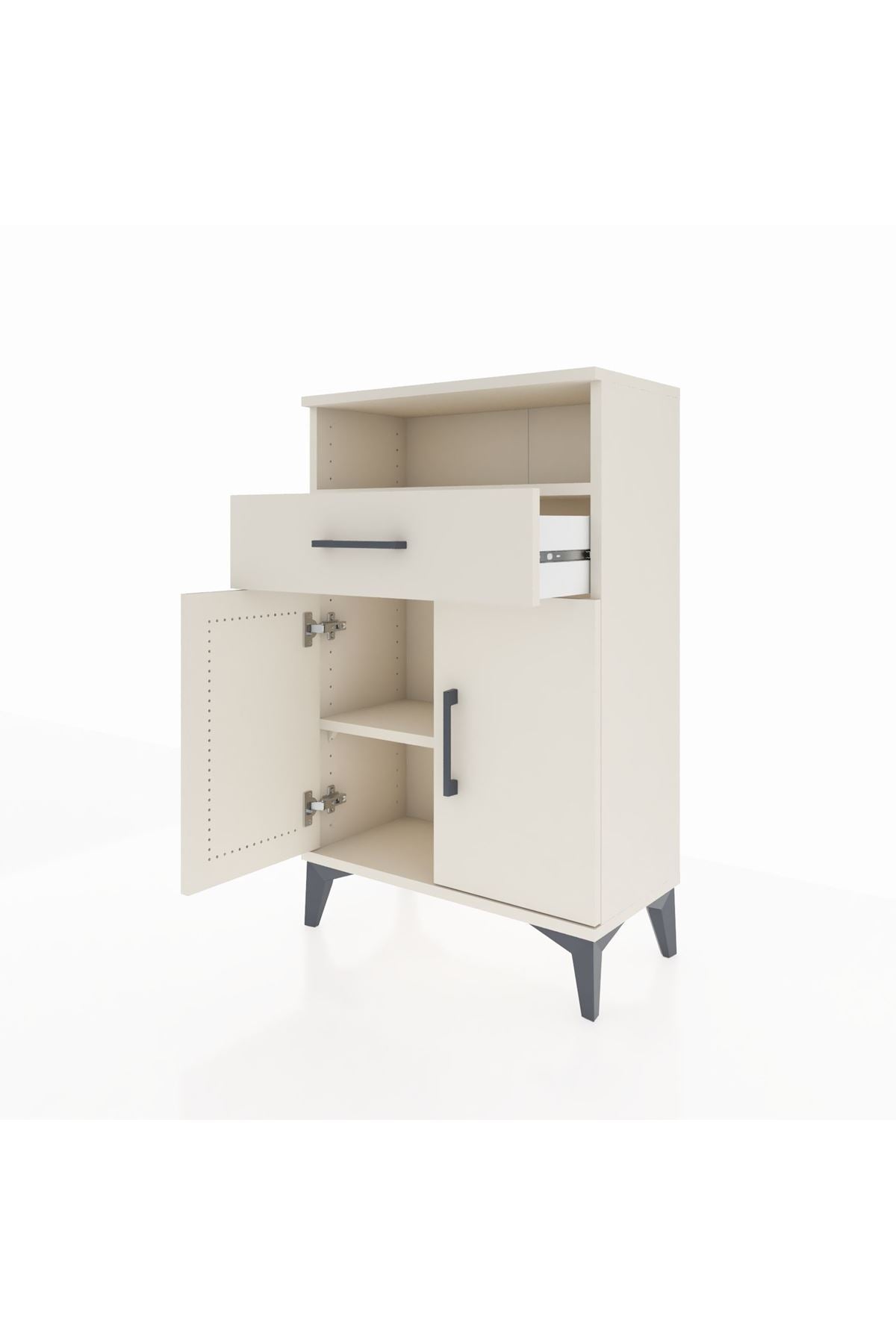 Arges Komodin 2 Raflı Tek Çekmeceli 2 Kapaklı 60x30x96 - S14M035V1A