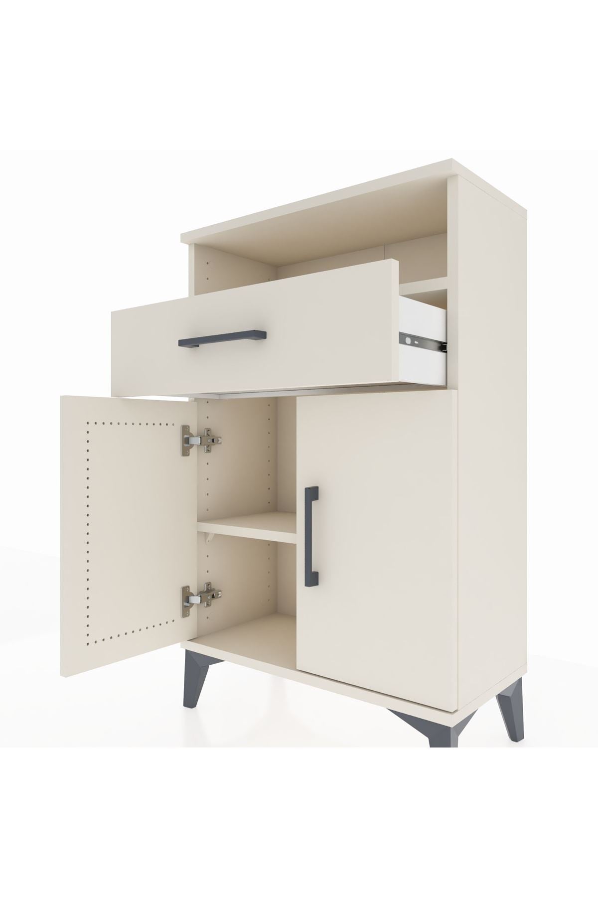 Arges Komodin 2 Raflı Tek Çekmeceli 2 Kapaklı 60x30x96 - S14M035V1A