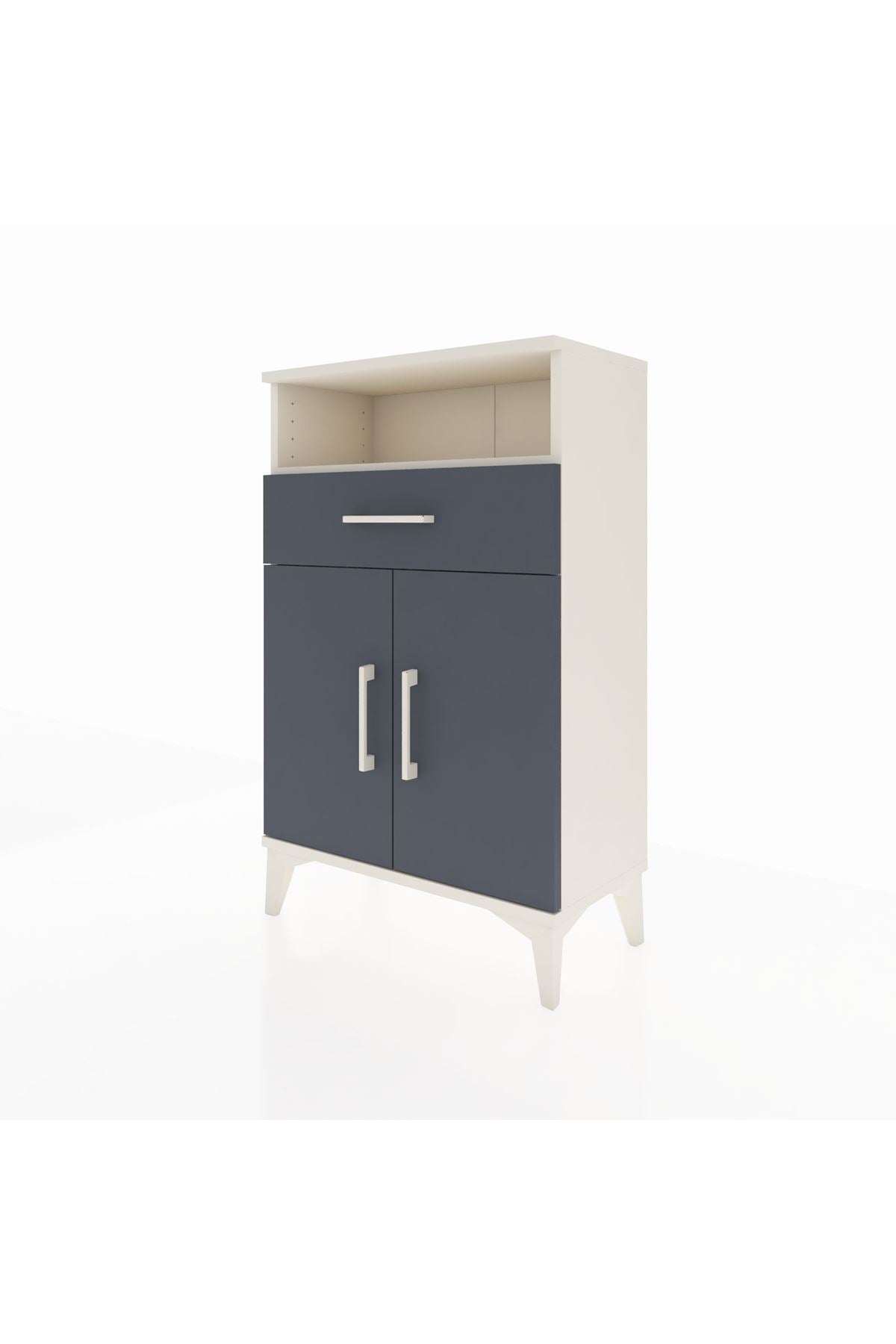 Arges Komodin 2 Raflı Tek Çekmeceli 2 Kapaklı 60x30x96 - S14M035V2A