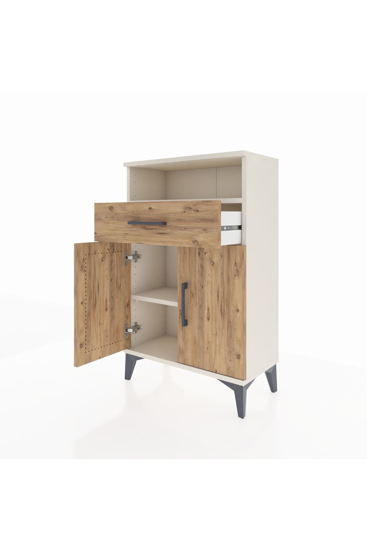 Arges Komodin 2 Raflı Tek Çekmeceli 2 Kapaklı 60x30x96 - S14M035V3A