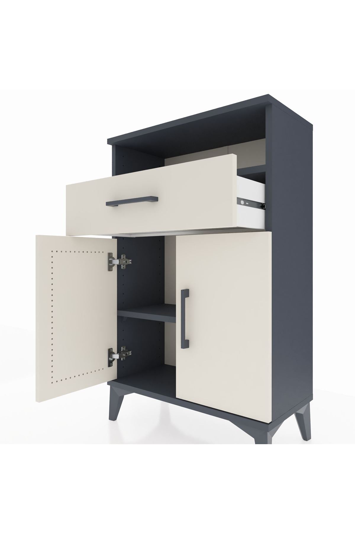 Arges Komodin 2 Raflı Tek Çekmeceli 2 Kapaklı 60x30x96 - S14M035V4A