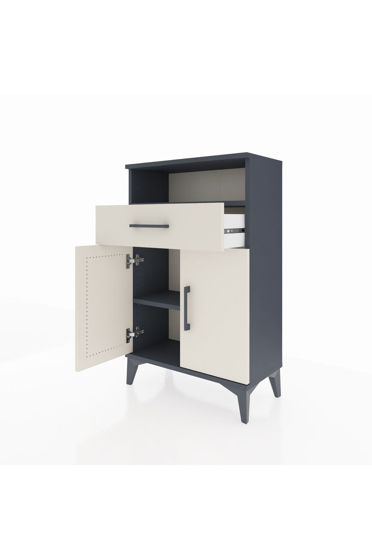Arges Komodin 2 Raflı Tek Çekmeceli 2 Kapaklı 60x30x96 - S14M035V4A