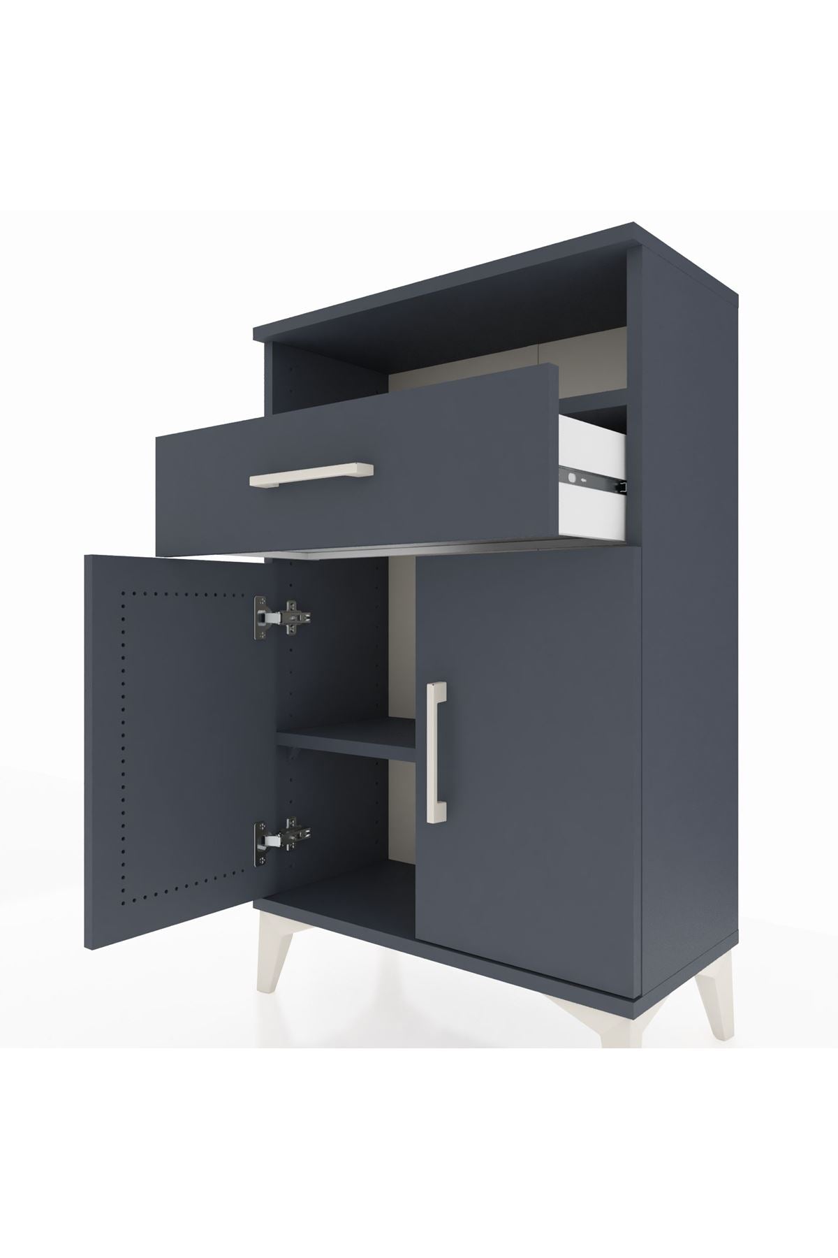 Arges Komodin 2 Raflı Tek Çekmeceli 2 Kapaklı 60x30x96 - S14M035V5A
