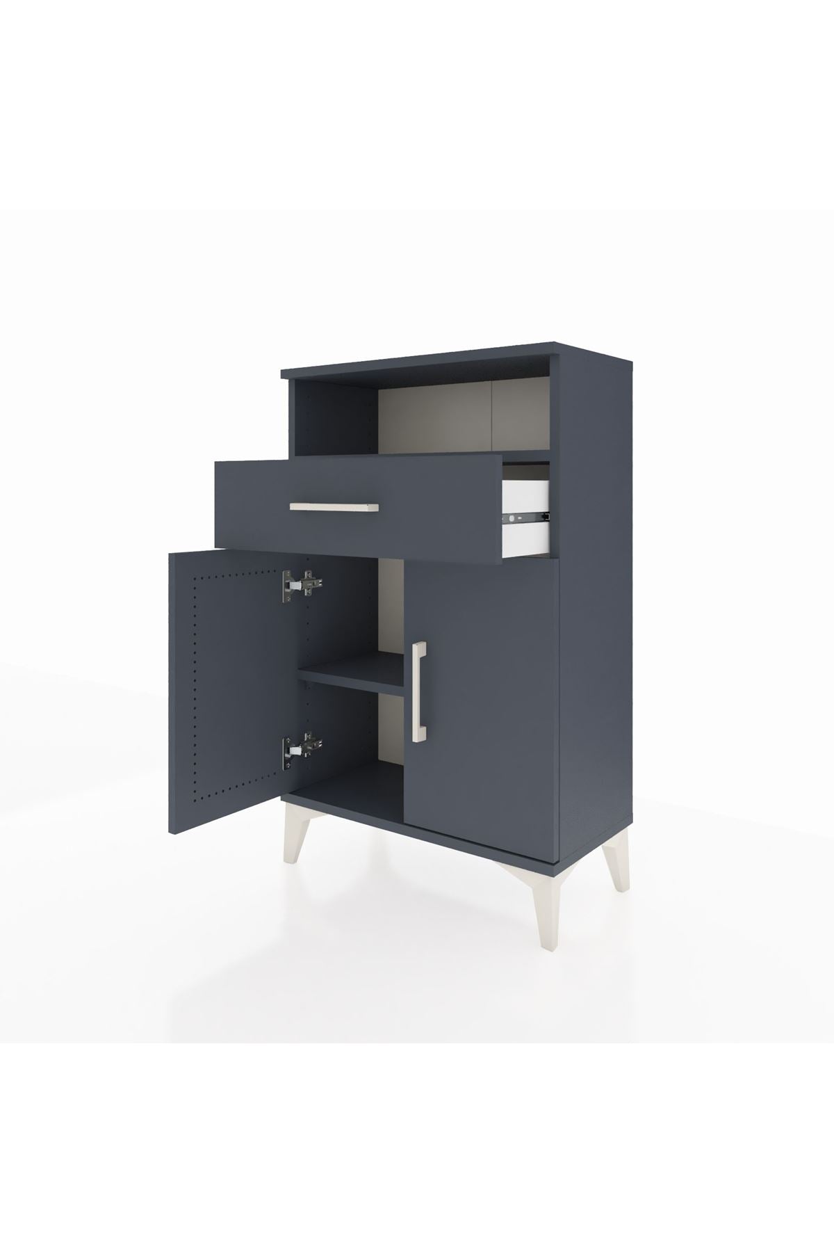 Arges Komodin 2 Raflı Tek Çekmeceli 2 Kapaklı 60x30x96 - S14M035V5A