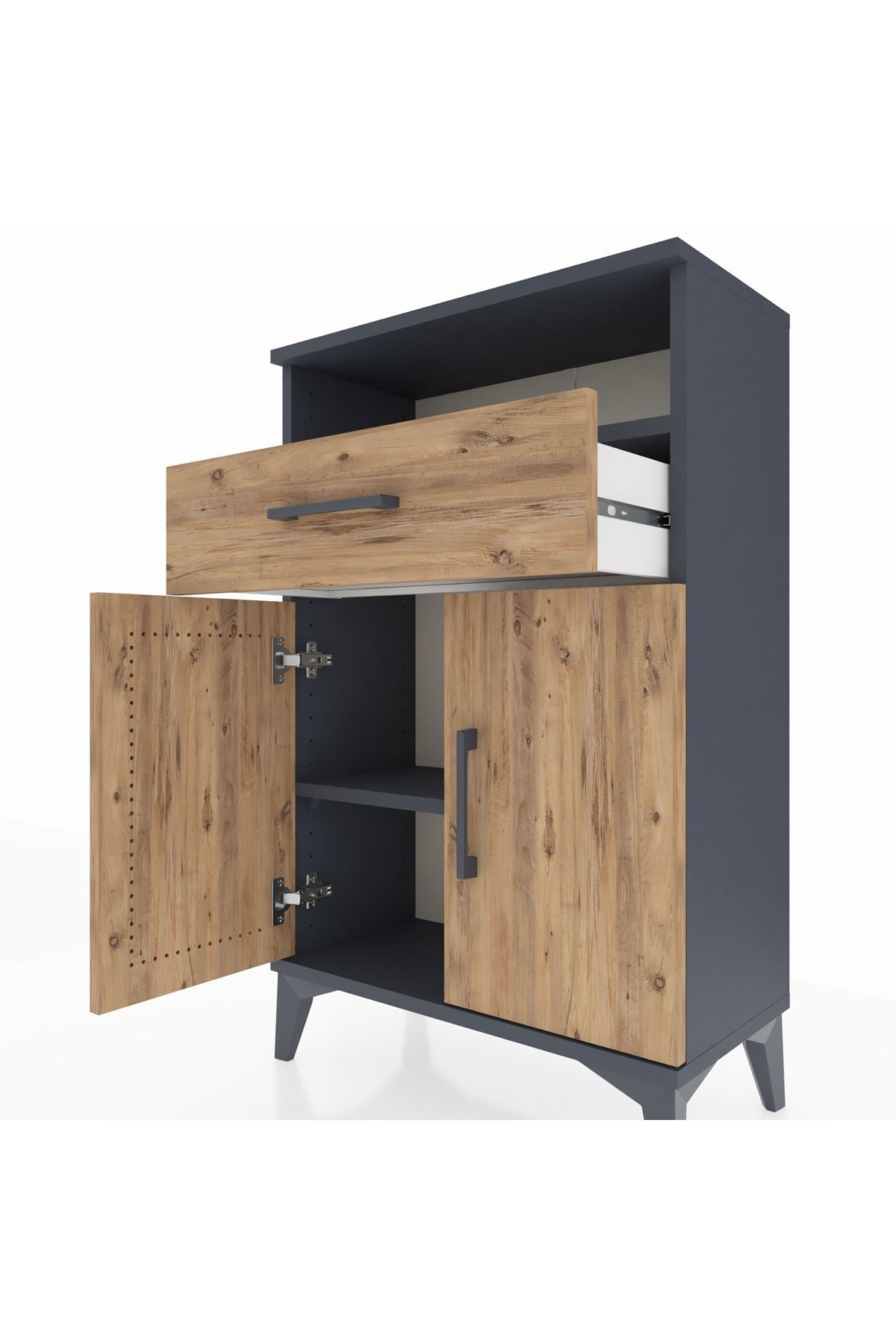 Arges Komodin 2 Raflı Tek Çekmeceli 2 Kapaklı 60x30x96 - S14M035V6A