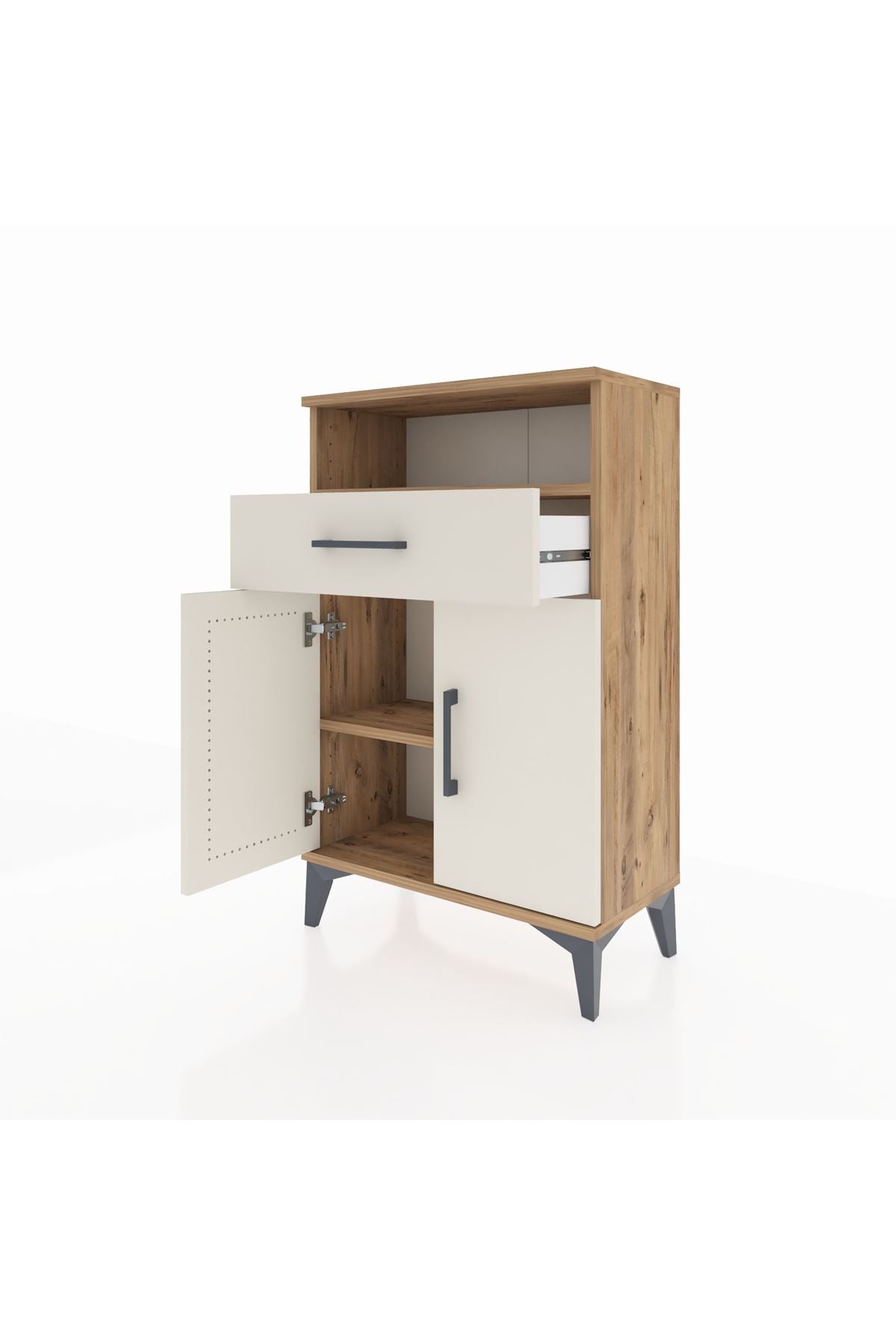 Arges Komodin 2 Raflı Tek Çekmeceli 2 Kapaklı 60x30x96 - S14M035V7A