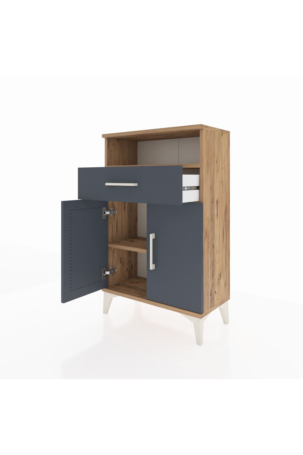 Arges Komodin 2 Raflı Tek Çekmeceli 2 Kapaklı 60x30x96 - S14M035V8A