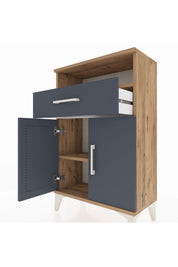 Arges Komodin 2 Raflı Tek Çekmeceli 2 Kapaklı 60x30x96 - S14M035V8A