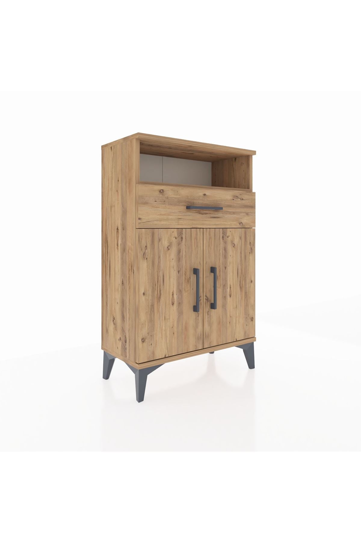Arges Komodin 2 Raflı Tek Çekmeceli 2 Kapaklı 60x30x96 - S14M035V9A