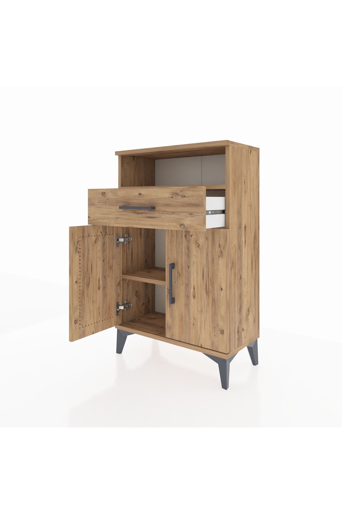 Arges Komodin 2 Raflı Tek Çekmeceli 2 Kapaklı 60x30x96 - S14M035V9A
