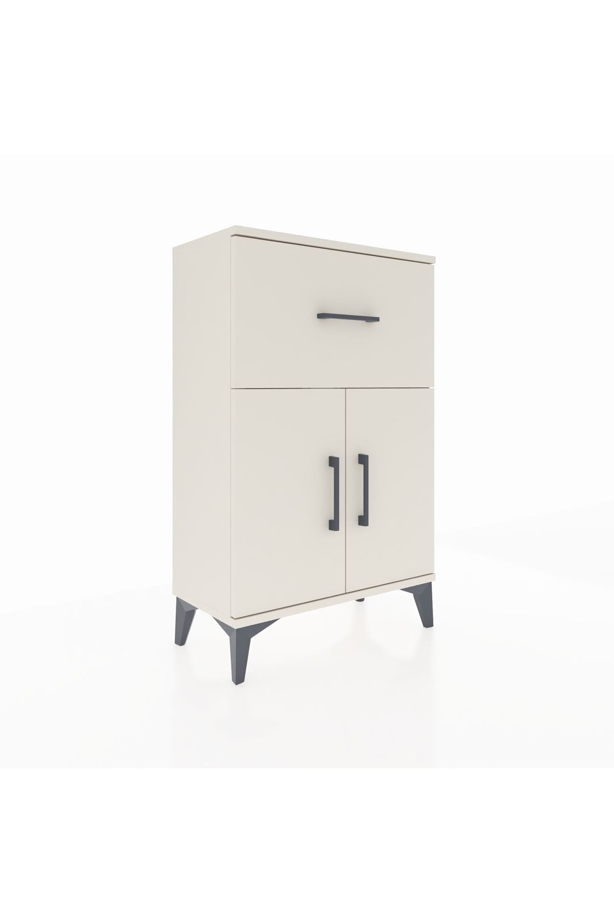 Arges Komodin Tek Raflı Tek Çekmeceli 2 Kapaklı 60x30x96 - S14M037V1A