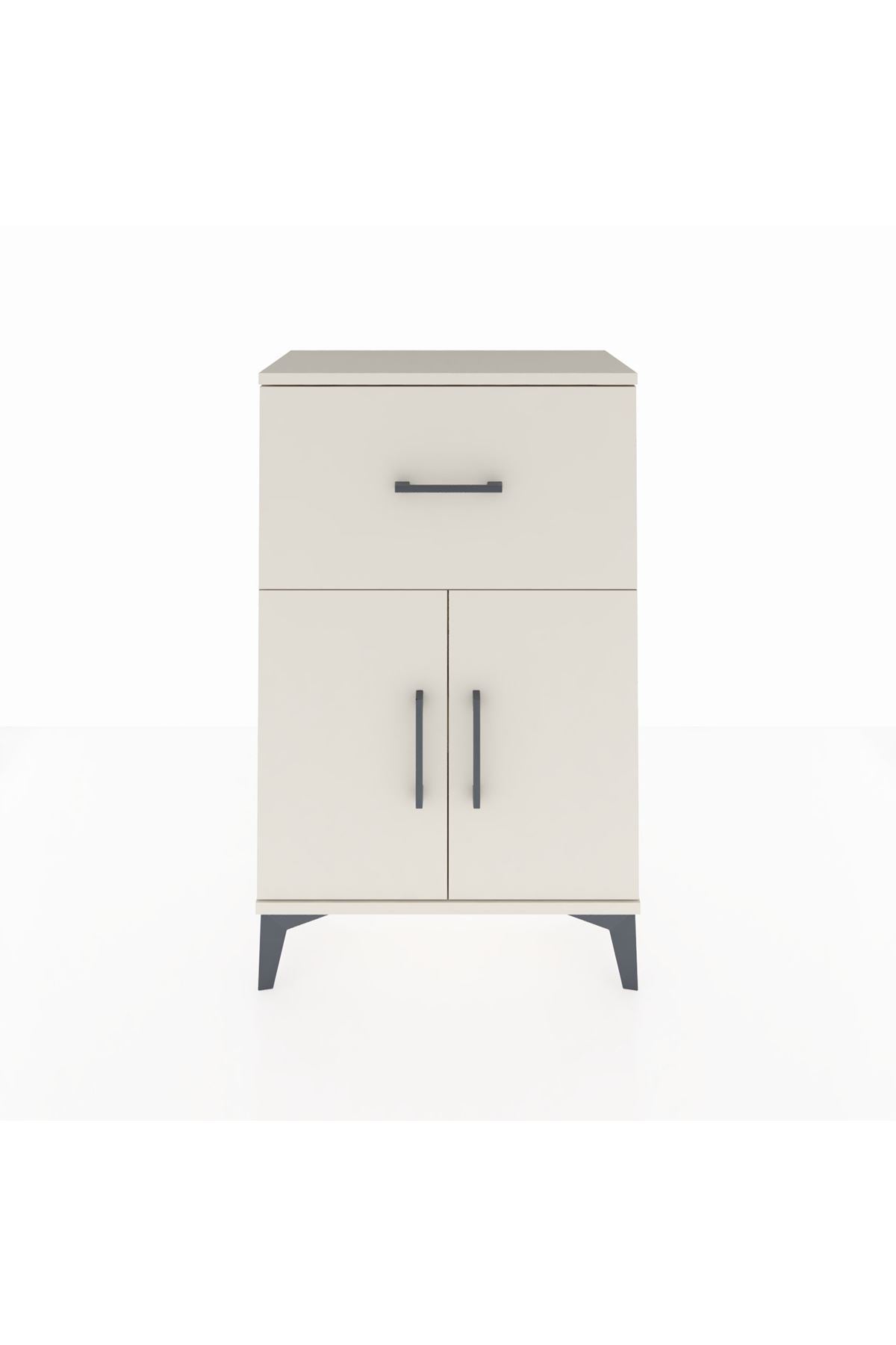 Arges Komodin Tek Raflı Tek Çekmeceli 2 Kapaklı 60x30x96 - S14M037V1A