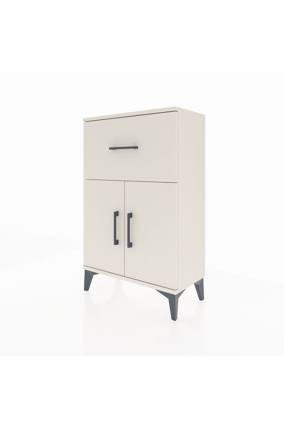 Arges Komodin Tek Raflı Tek Çekmeceli 2 Kapaklı 60x30x96 - S14M037V1A