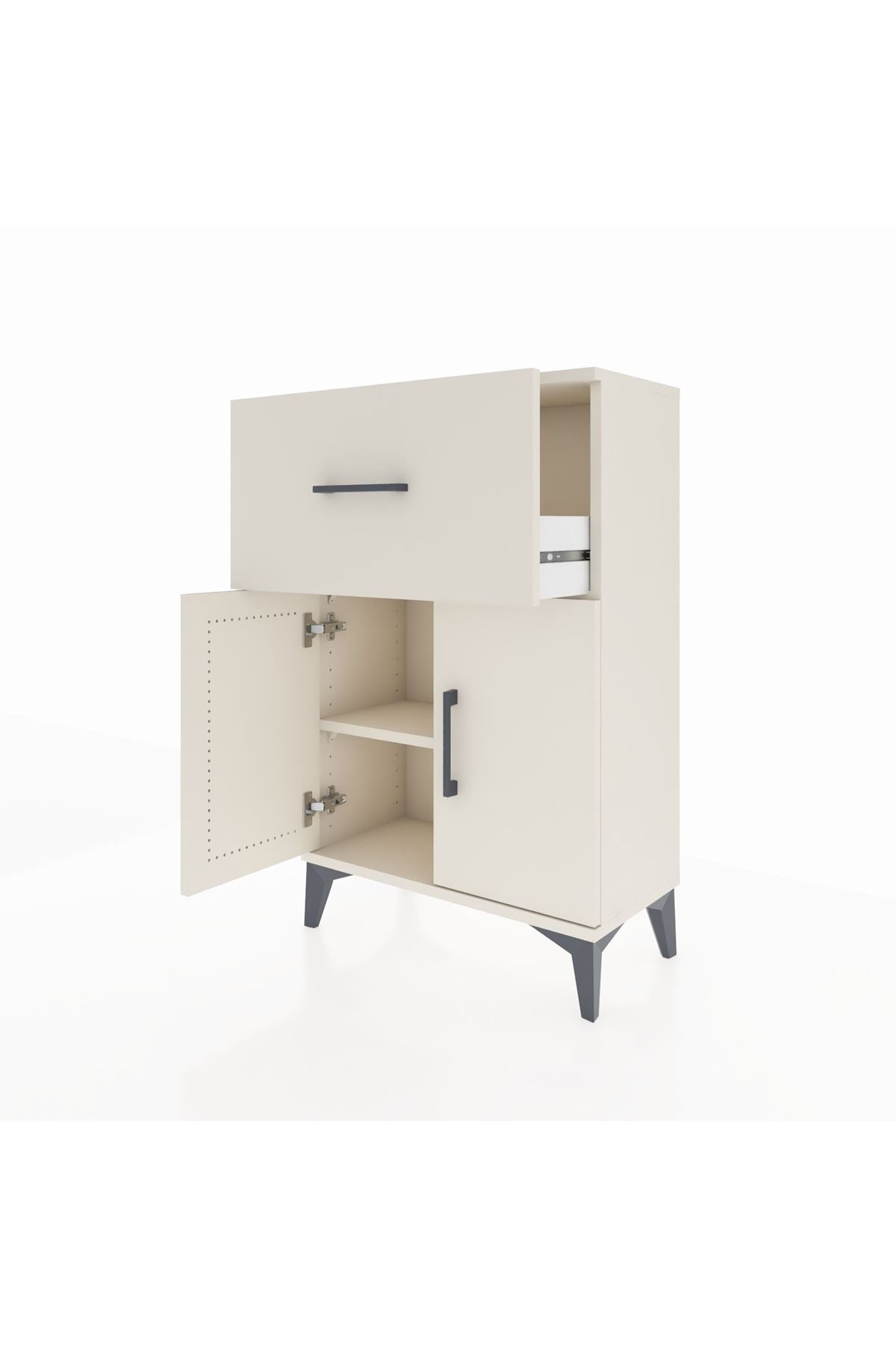 Arges Komodin Tek Raflı Tek Çekmeceli 2 Kapaklı 60x30x96 - S14M037V1A
