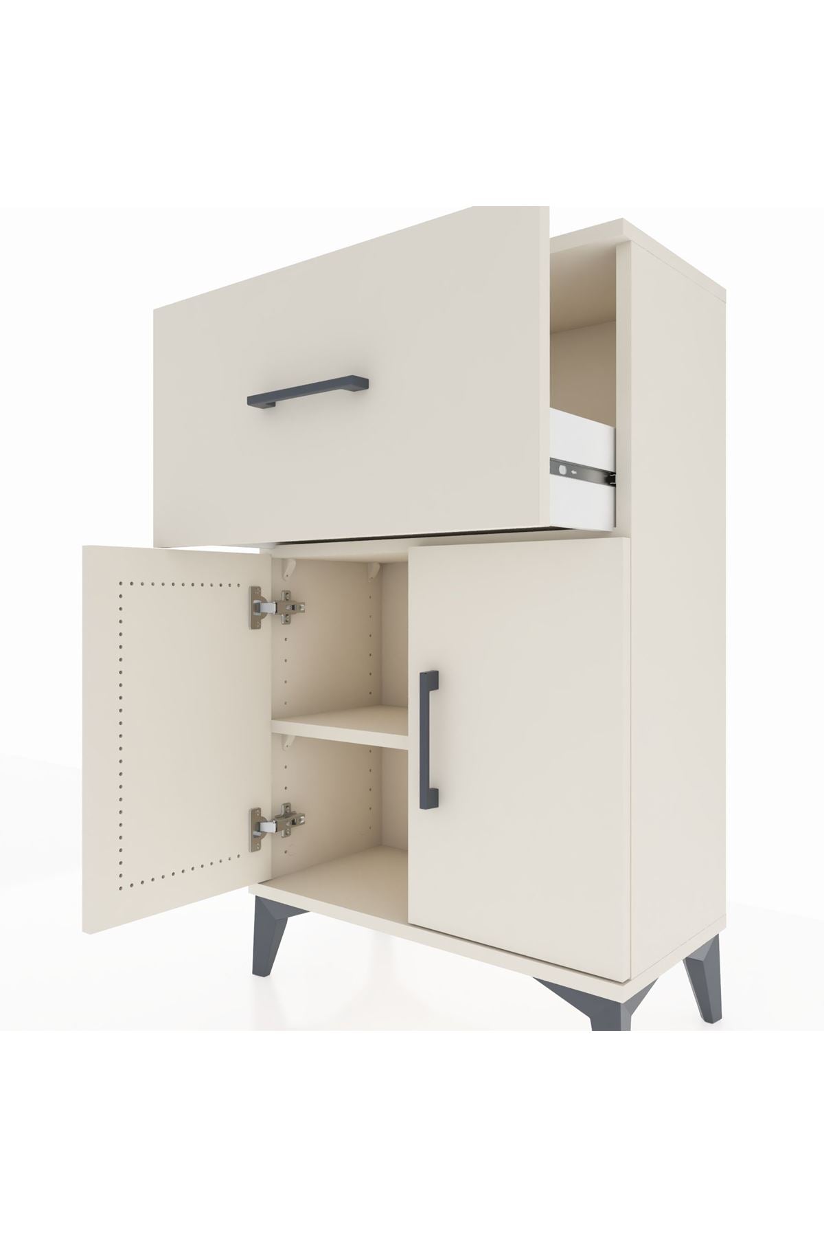 Arges Komodin Tek Raflı Tek Çekmeceli 2 Kapaklı 60x30x96 - S14M037V1A