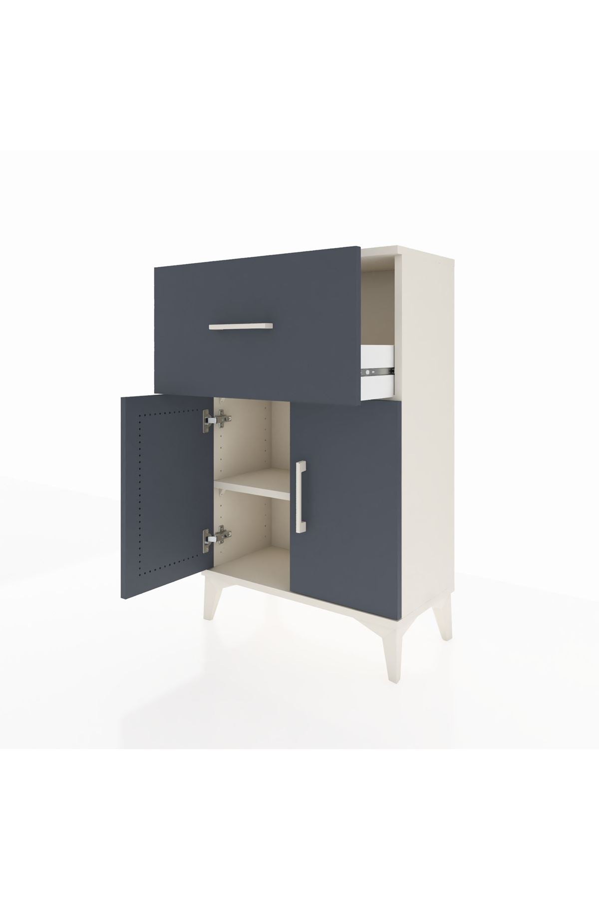 Arges Komodin Tek Raflı Tek Çekmeceli 2 Kapaklı 60x30x96 - S14M037V2A