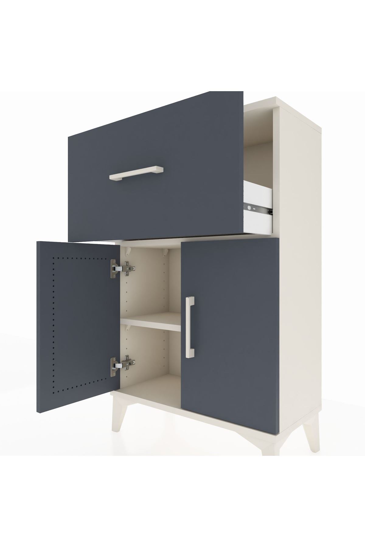 Arges Komodin Tek Raflı Tek Çekmeceli 2 Kapaklı 60x30x96 - S14M037V2A