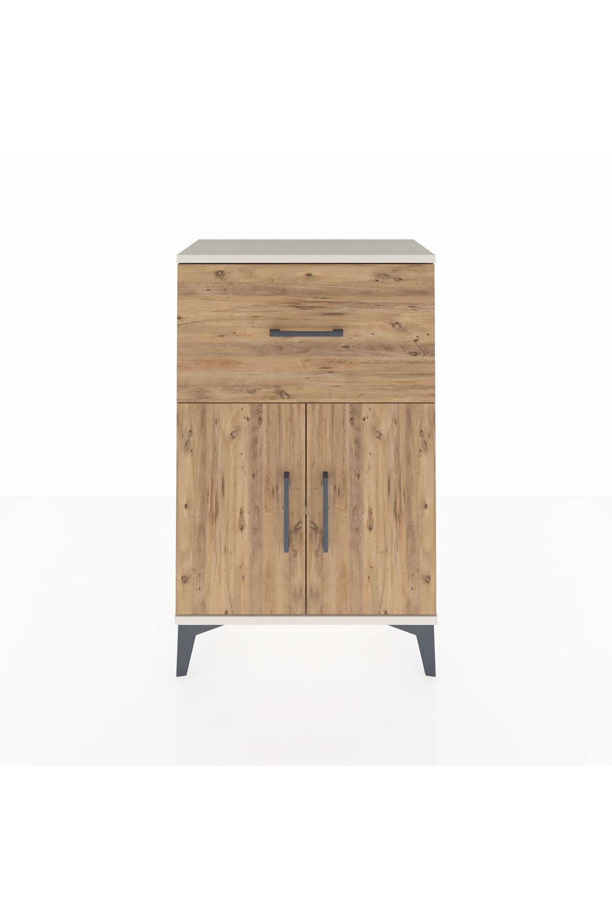 Arges Komodin Tek Raflı Tek Çekmeceli 2 Kapaklı 60x30x96 - S14M037V3A