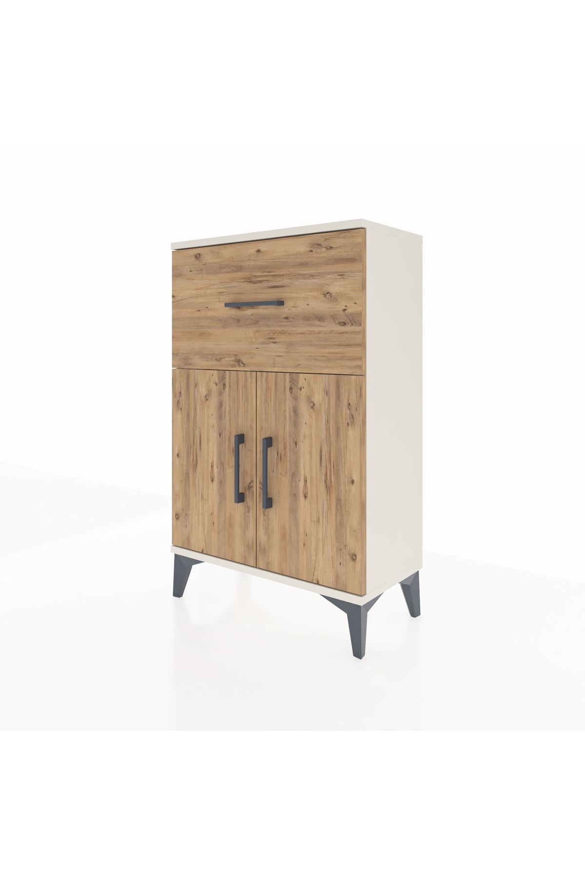Arges Komodin Tek Raflı Tek Çekmeceli 2 Kapaklı 60x30x96 - S14M037V3A