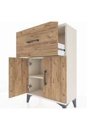 Arges Komodin Tek Raflı Tek Çekmeceli 2 Kapaklı 60x30x96 - S14M037V3A