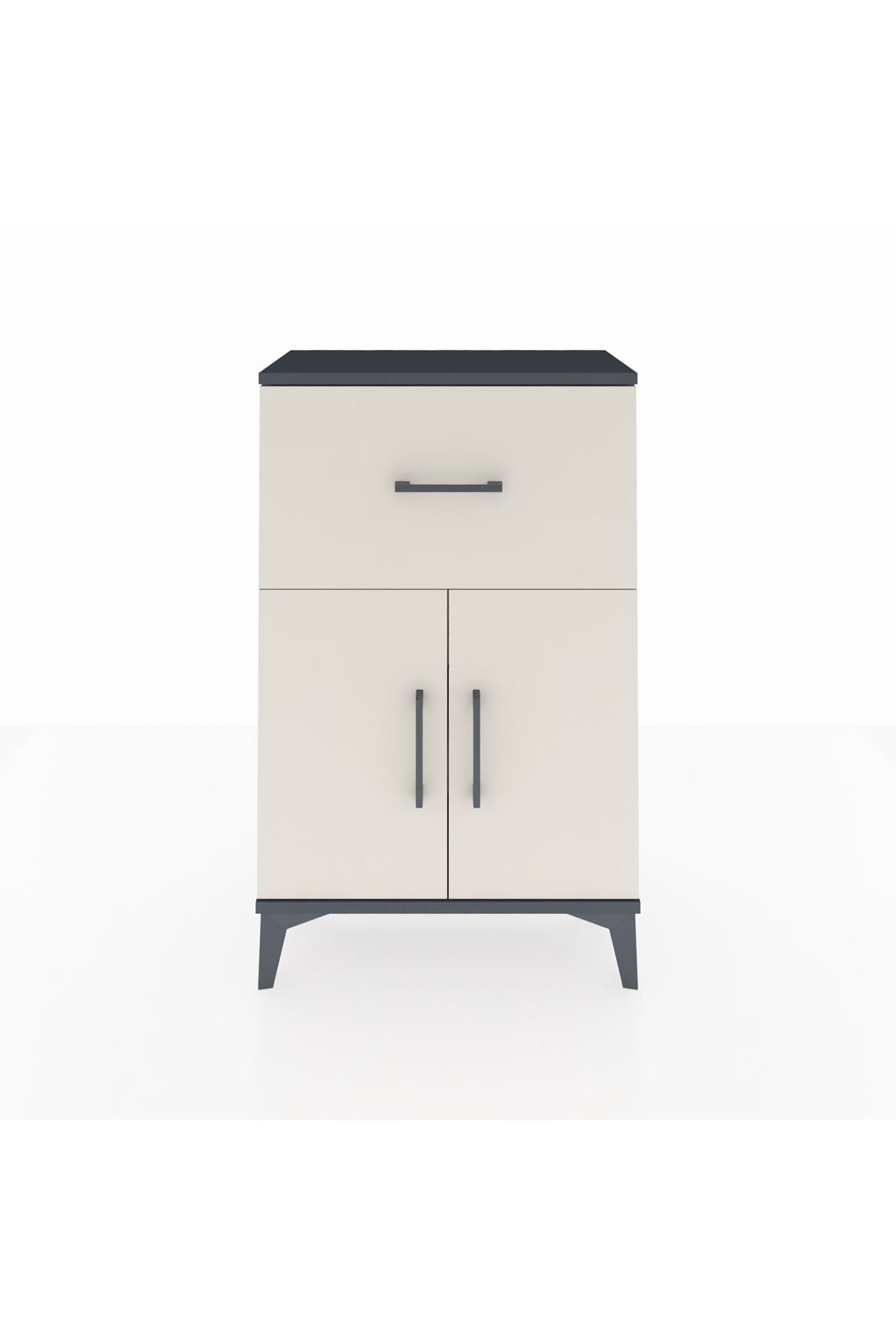 Arges Komodin Tek Raflı Tek Çekmeceli 2 Kapaklı 60x30x96 - S14M037V4A