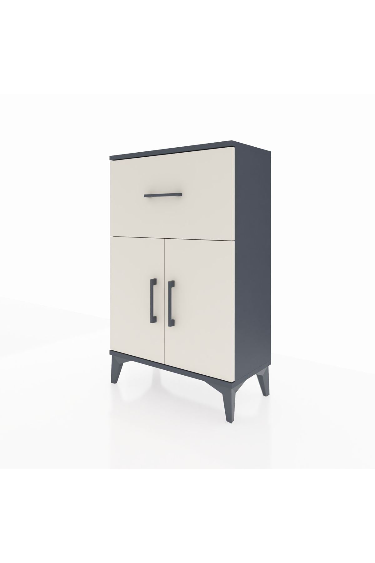 Arges Komodin Tek Raflı Tek Çekmeceli 2 Kapaklı 60x30x96 - S14M037V4A
