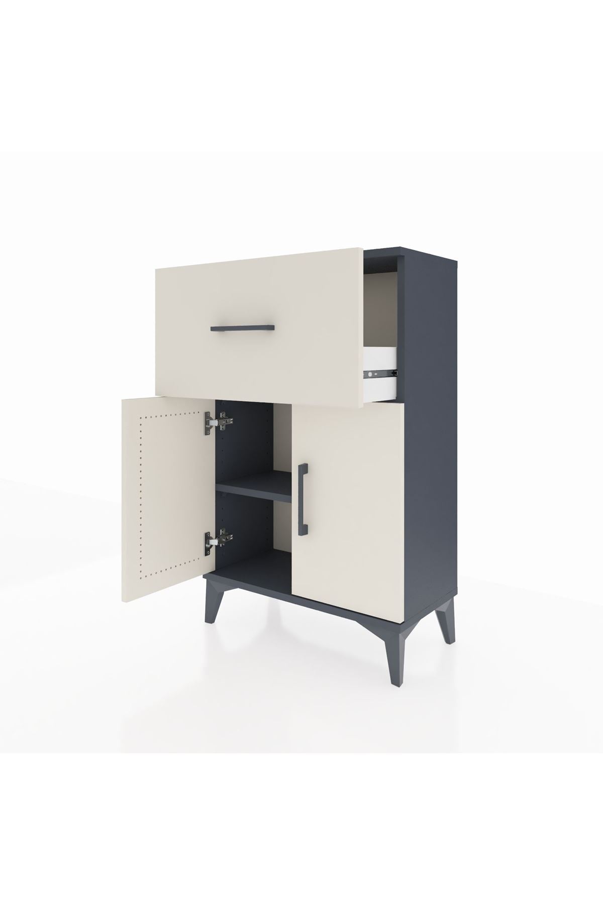 Arges Komodin Tek Raflı Tek Çekmeceli 2 Kapaklı 60x30x96 - S14M037V4A