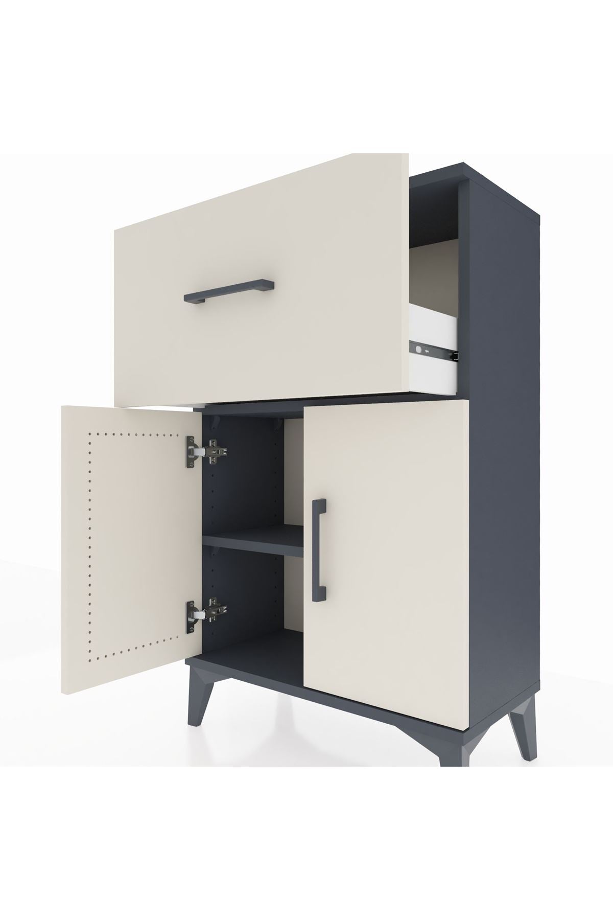 Arges Komodin Tek Raflı Tek Çekmeceli 2 Kapaklı 60x30x96 - S14M037V4A