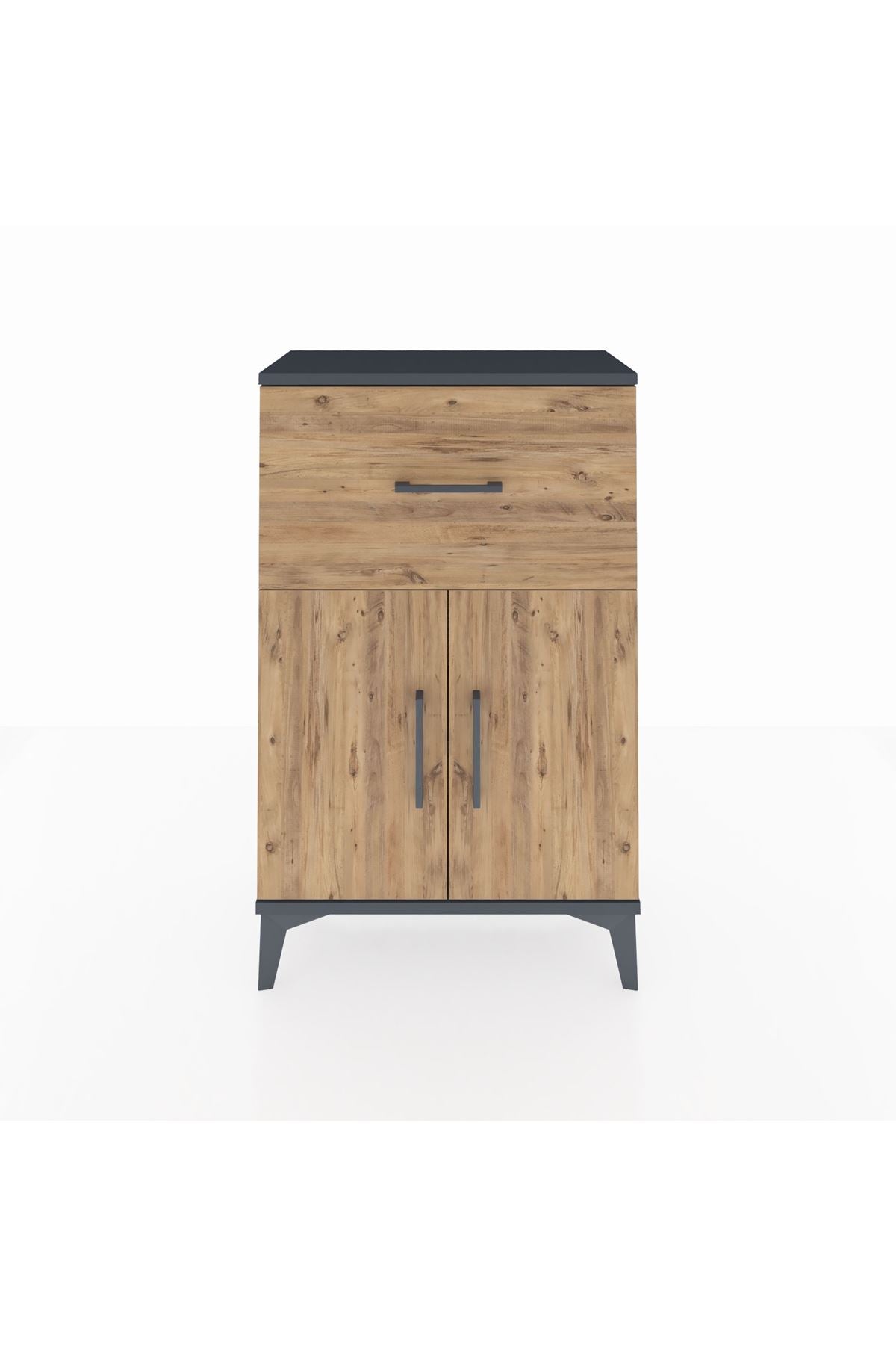 Arges Komodin Tek Raflı Tek Çekmeceli 2 Kapaklı 60x30x96 - S14M037V6A