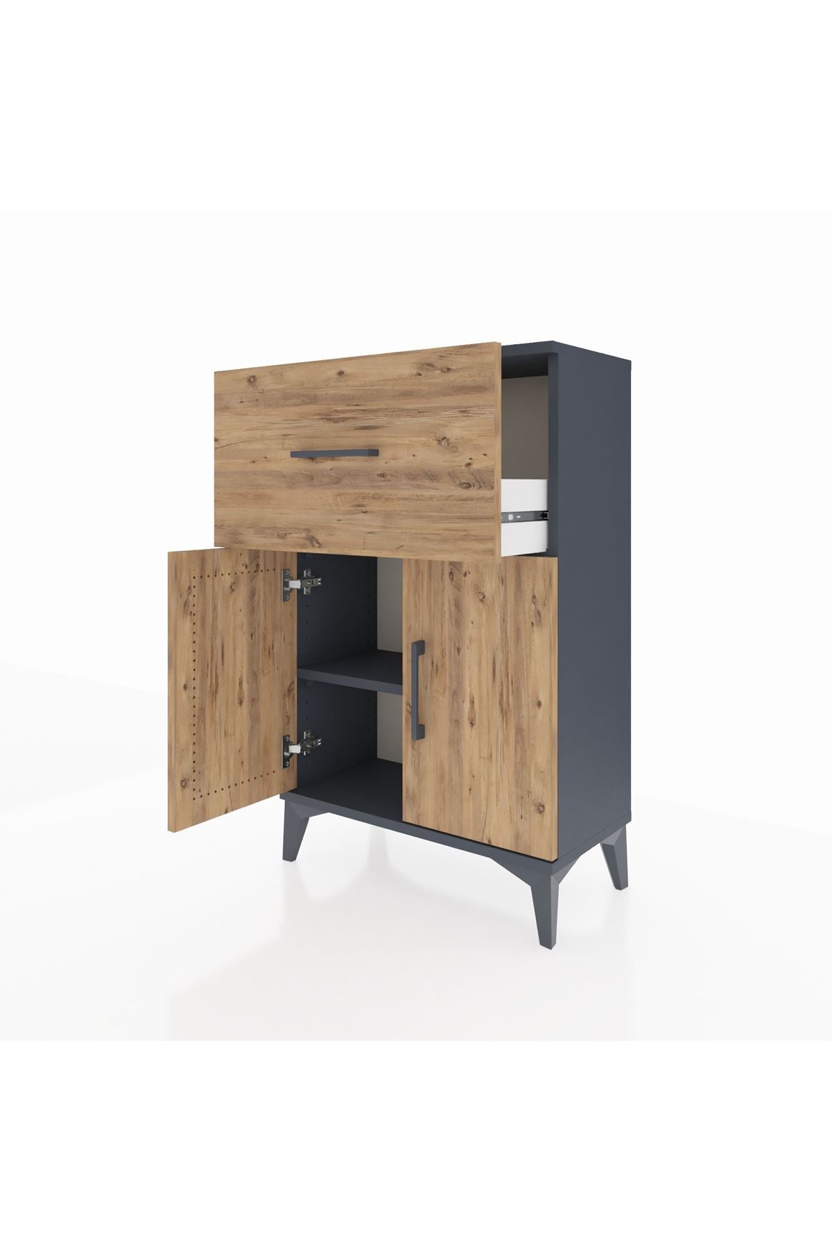 Arges Komodin Tek Raflı Tek Çekmeceli 2 Kapaklı 60x30x96 - S14M037V6A