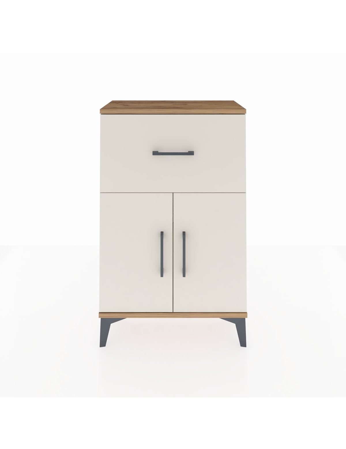 Arges Komodin Tek Raflı Tek Çekmeceli 2 Kapaklı 60x30x96 - S14M037V7A