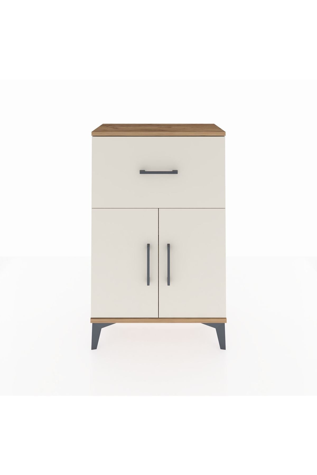 Arges Komodin Tek Raflı Tek Çekmeceli 2 Kapaklı 60x30x96 - S14M037V7A