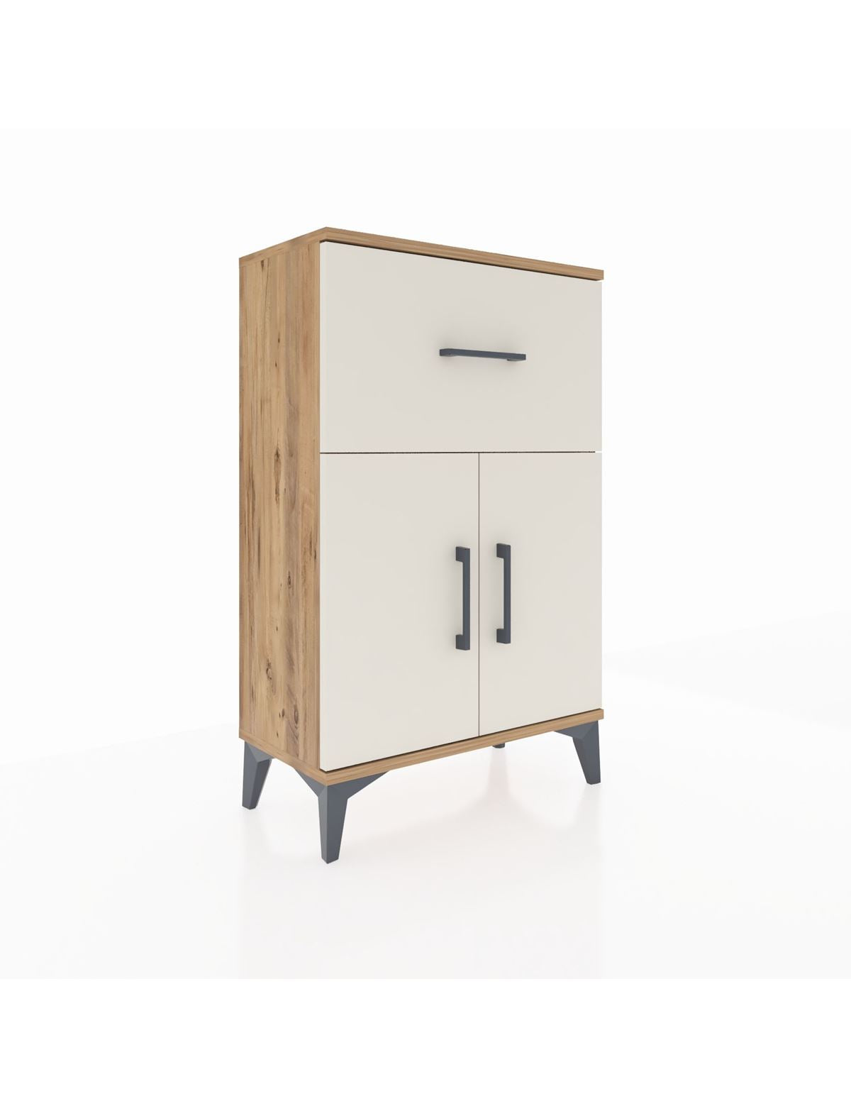 Arges Komodin Tek Raflı Tek Çekmeceli 2 Kapaklı 60x30x96 - S14M037V7A