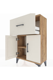Arges Komodin Tek Raflı Tek Çekmeceli 2 Kapaklı 60x30x96 - S14M037V7A