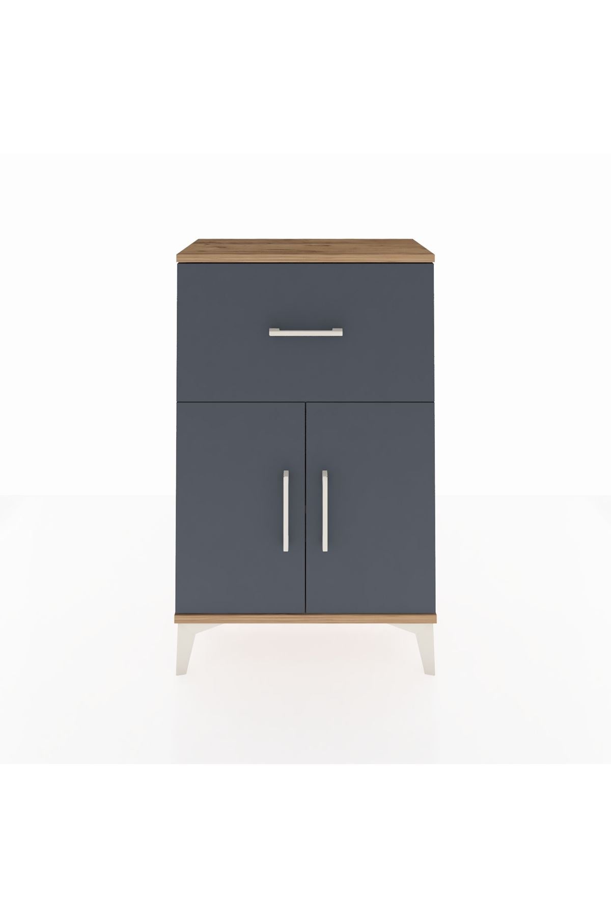 Arges Komodin Tek Raflı Tek Çekmeceli 2 Kapaklı 60x30x96 - S14M037V8A